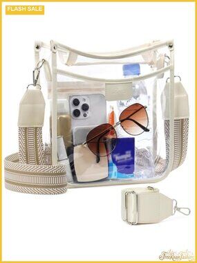 Clear Crossbody Bag Stadium Approved Purse with Wide Strap Plastic